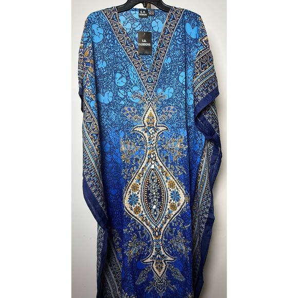 Women's Kaftan Print Kimono Stylish Loungewear, Beach Cover-Up - Picture 2 of 4